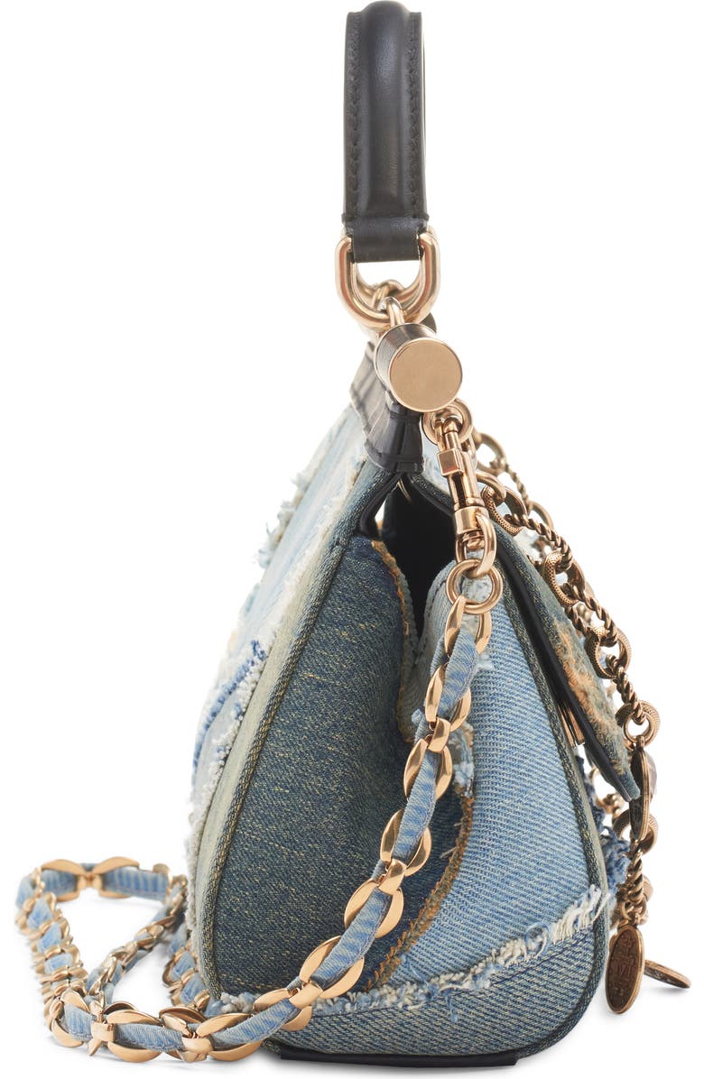 Dolce&Gabbana Medium Sicily East/West Patched Denim Satchel, Alternate, color,