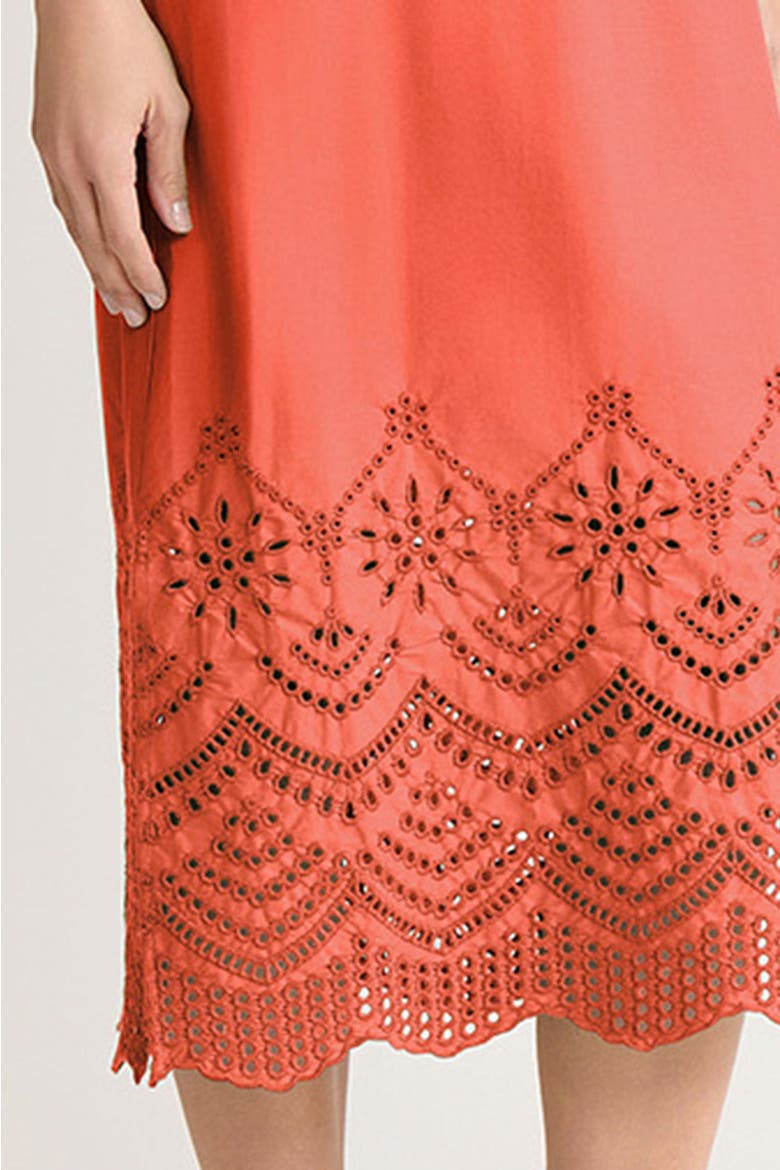 Eyelet Straight Cotton Maxi Dress, Alternate, color, Sunkist Coral
