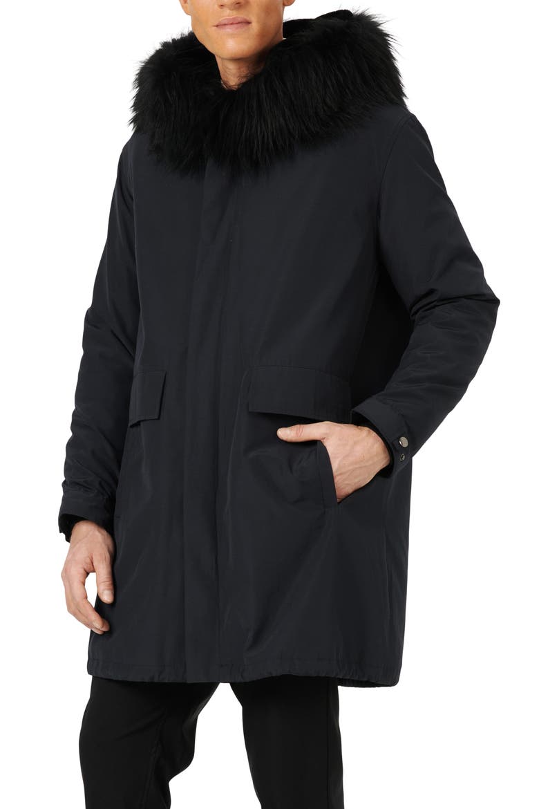 Parka With Genuine Shearling Trim, Alternate, color, NAVY/BLACK