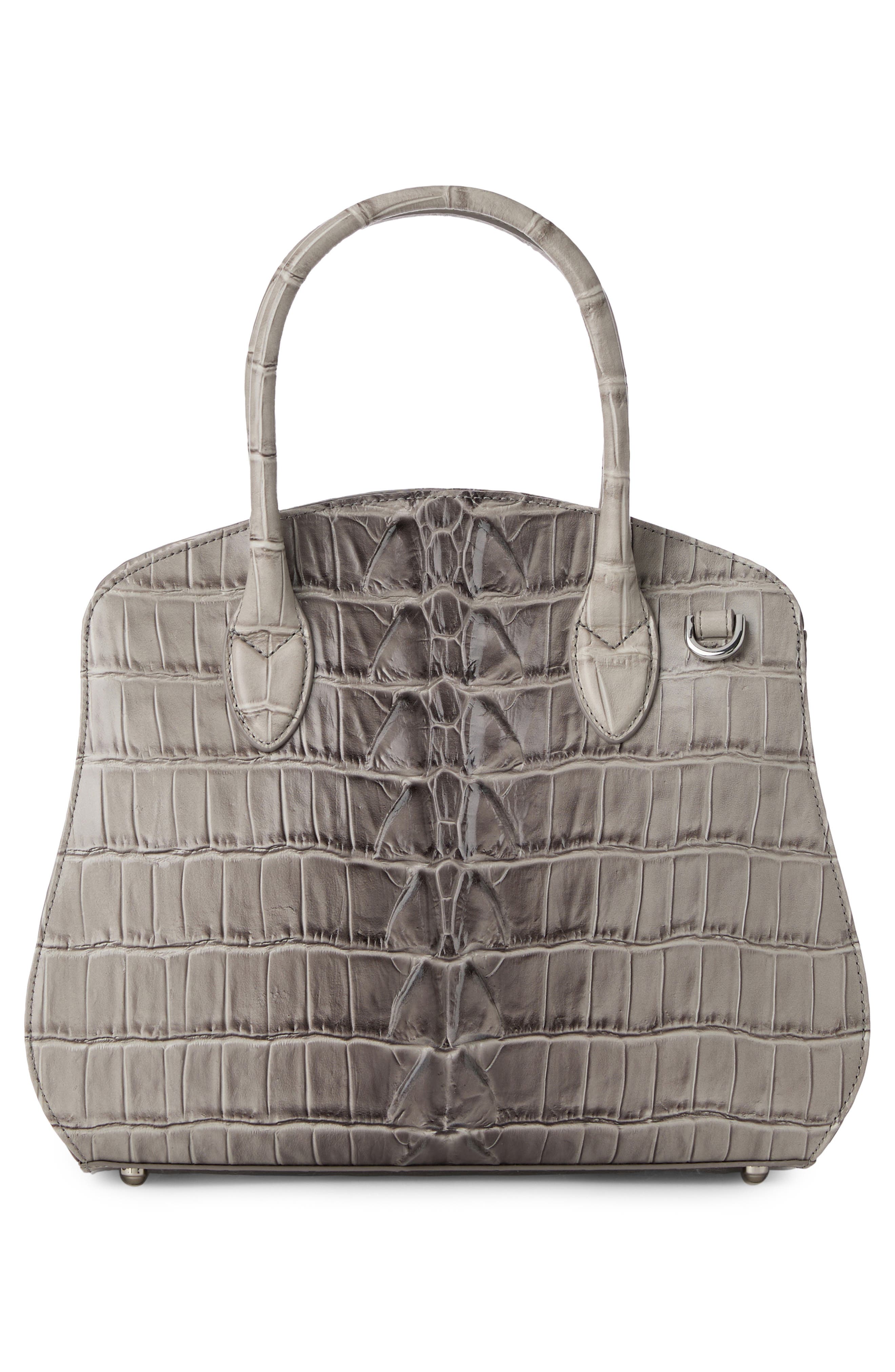 Brahmin Rosetta Croc Embossed Leather Satchel, Alternate, color, Mindful Grey