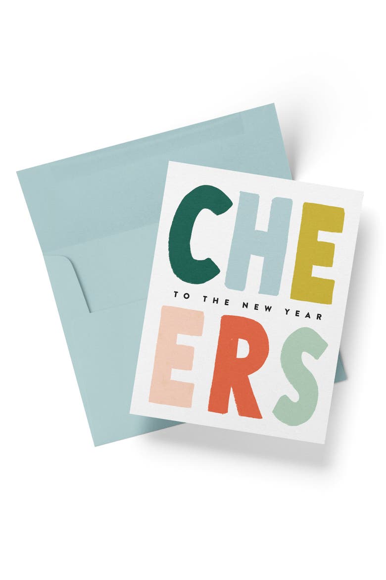 Colorful CHEERS to the New Year Hand Lettered Cards Boxed Set of 8 Cards, Alternate, color, Colorful New Year Cards