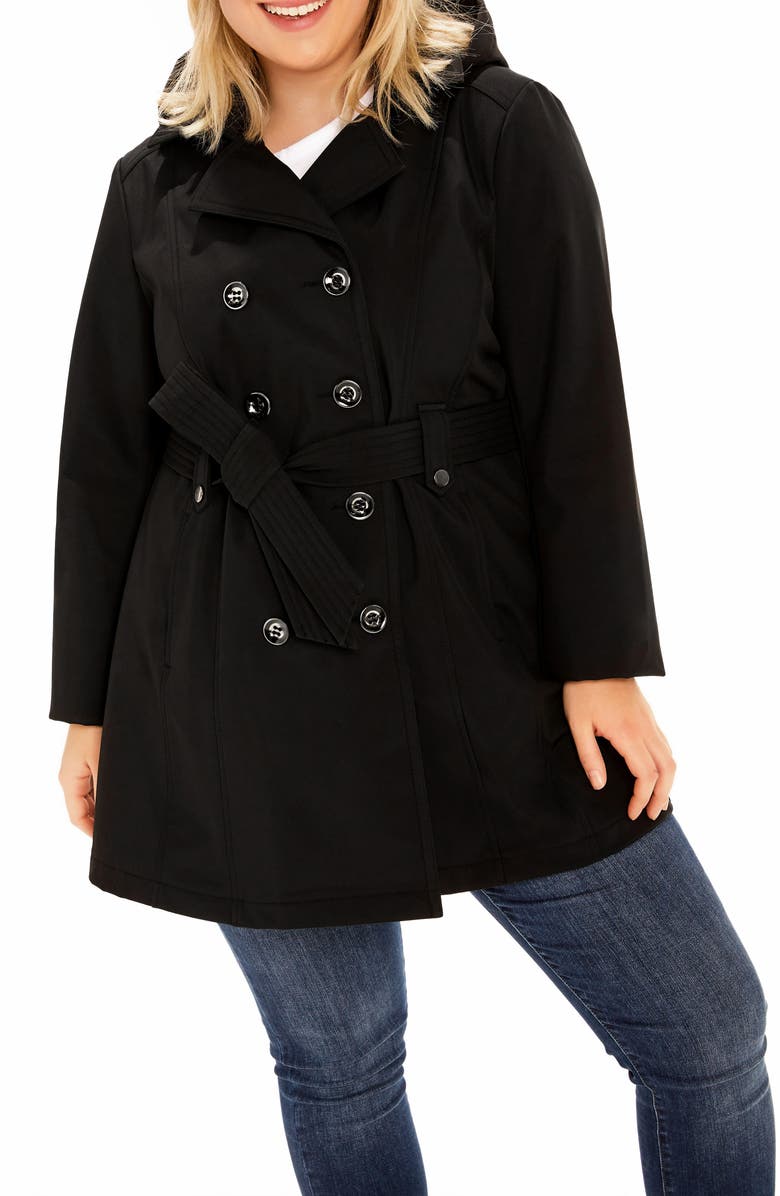 Sebby Softshell Hooded Trench Coat, Main, color, 