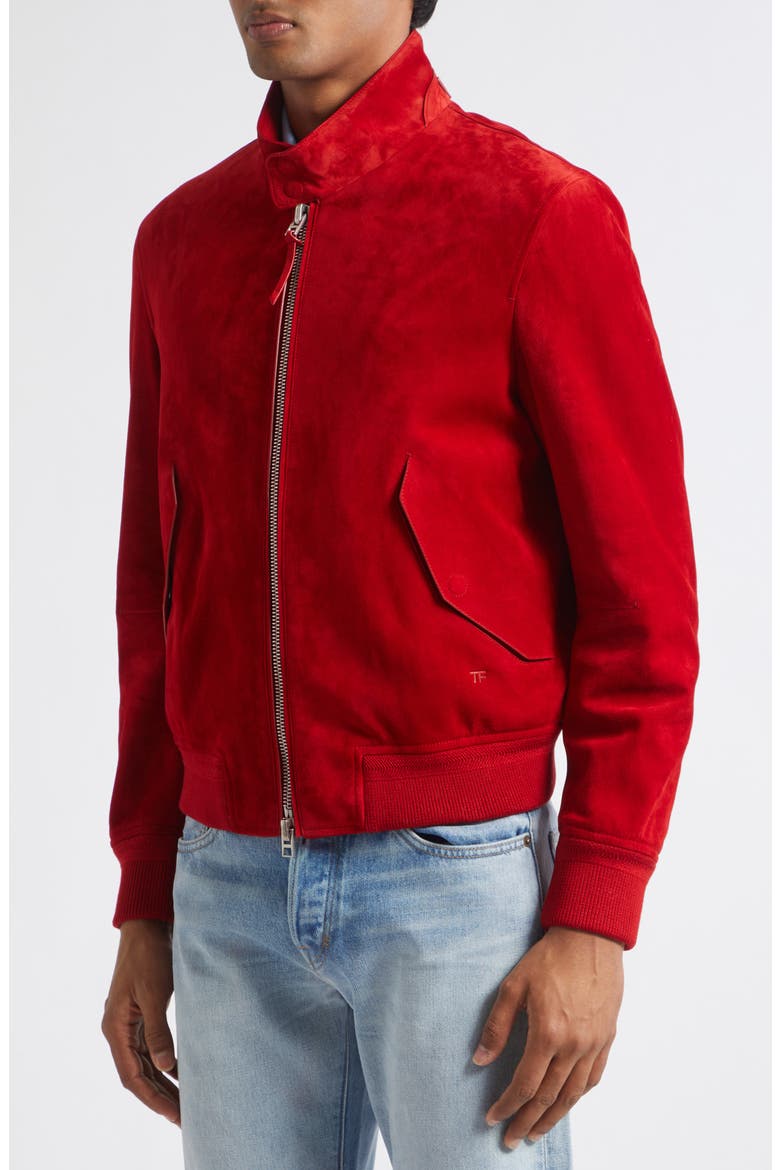 Suede Harrington Jacket, Alternate, color, RAI RUBINO