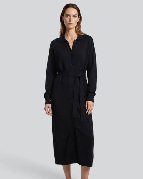 Long Merino Blend Tie Waist Cardigan