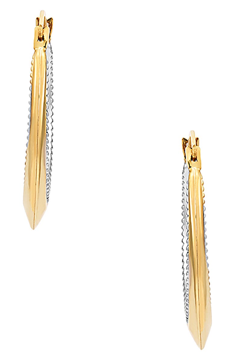 Frankie & Zoe Two-Tone Bead Textured Hoop Earrings, Alternate, color, Yellow Gold