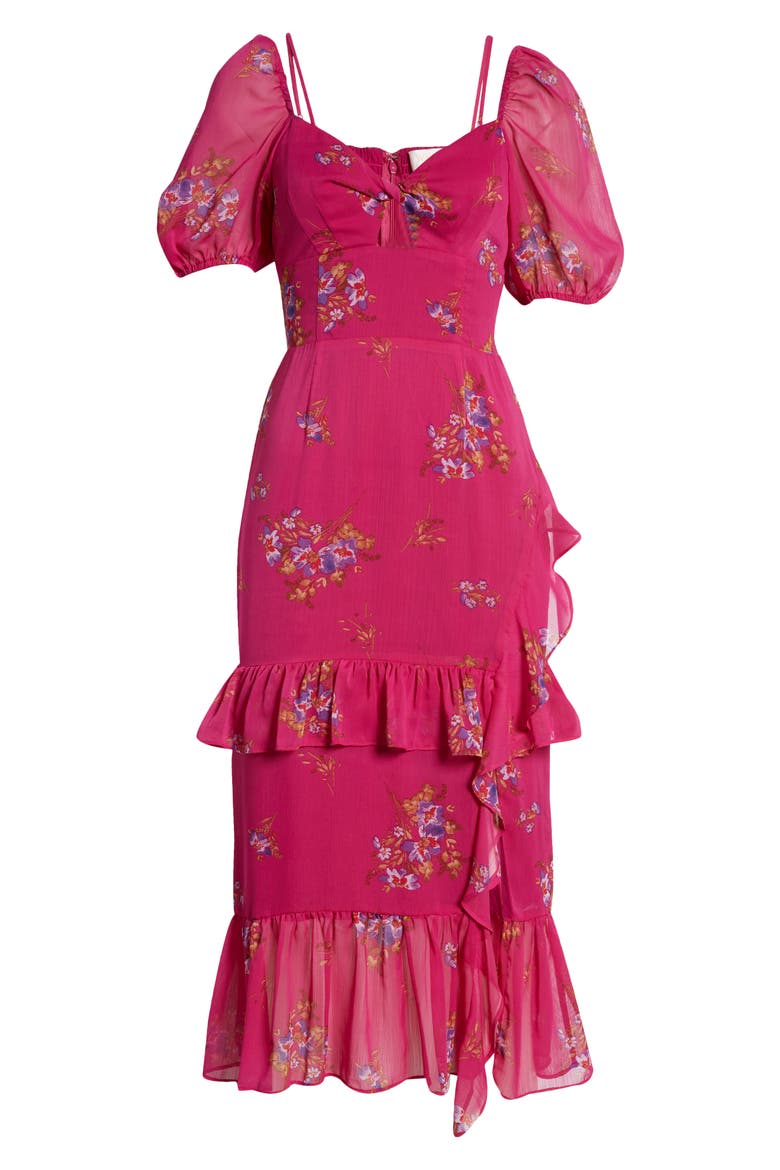 The Delilah Midi Dress, Alternate, color, MAGENTA BOUQUET