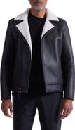 Bugatchi Genuine Shearling Biker Jacket