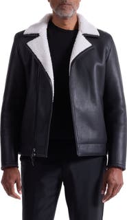 Bugatchi Genuine Shearling Biker Jacket