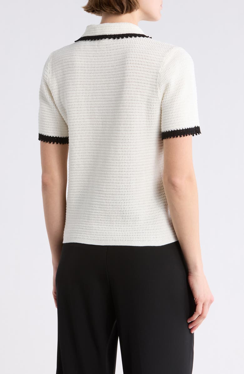 Parker Tipped Short Sleeve Cotton Sweater, Alternate, color, Antique White