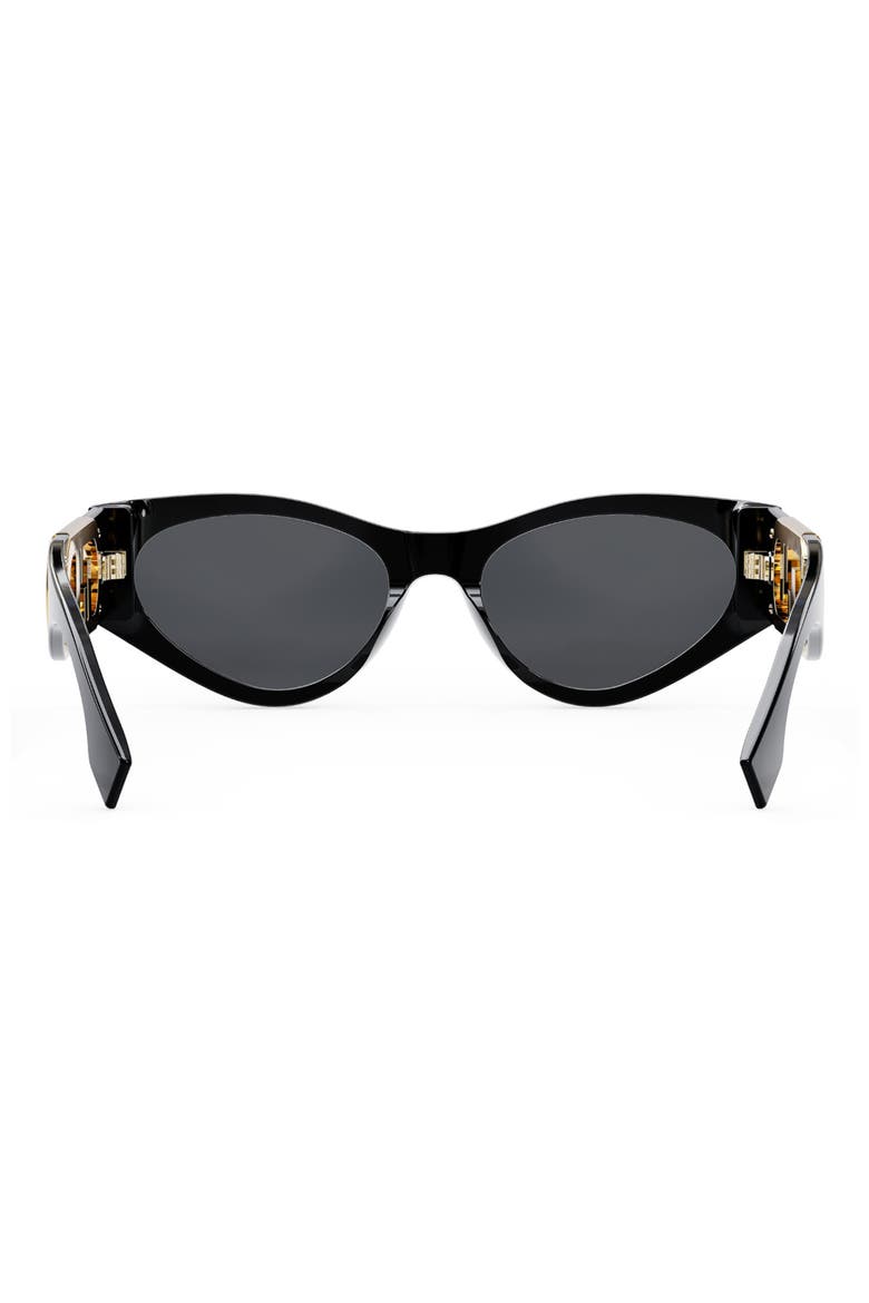 'Fendi O'Lock 54mm Cat Eye Sunglasses, Alternate, color, SHINY BLACK / SMOKE