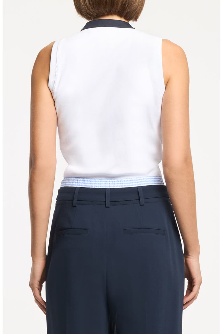 Beverly Embellished Rib Button-Up Top, Alternate, color, WHITE/ NAVY