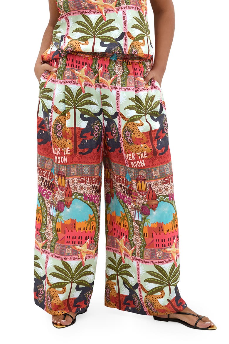 Print Smocked Waist Crop Pants, Main, color, FOOLS PARADISE