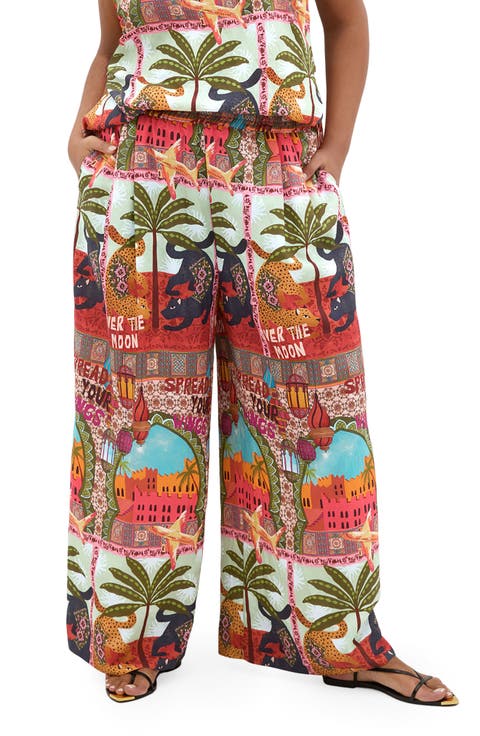 Print Smocked Waist Crop Pants