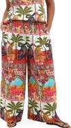 City Chic Print Smocked Waist Crop Pants