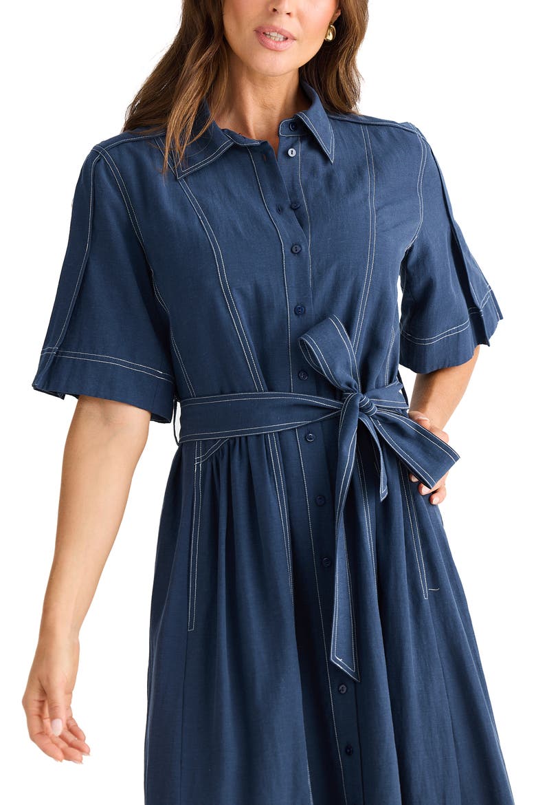 Leo Maxi Shirtdress, Alternate, color, NAVY