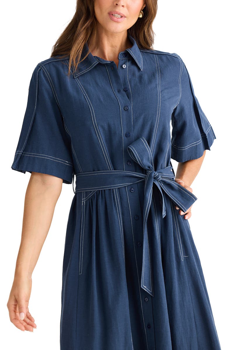 Brave+True Leo Maxi Shirtdress, Alternate, color, Navy