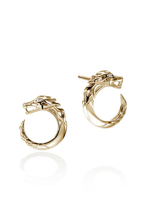 Naga Hoop Earrings in 14K Gold & Diamonds