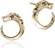 John Hardy Naga Hoop Earrings in 14K Gold & Diamonds