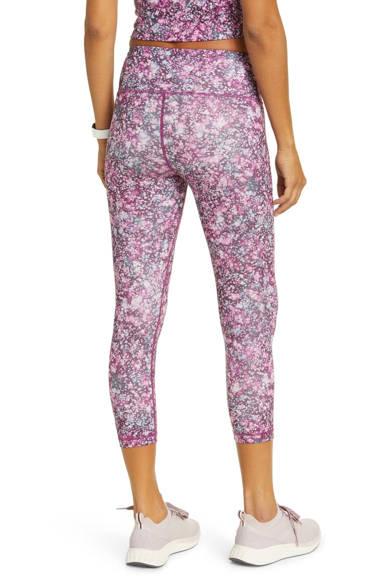 High Waist Studio Lite Crop Leggings, Alternate, color, PURPLE STARLING FLOWER FIELDS