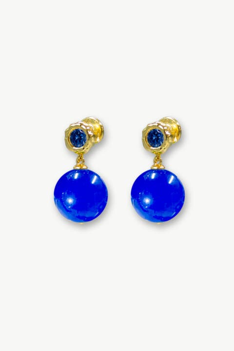 Tia Royal Blue Chalcedony Drop Earrings