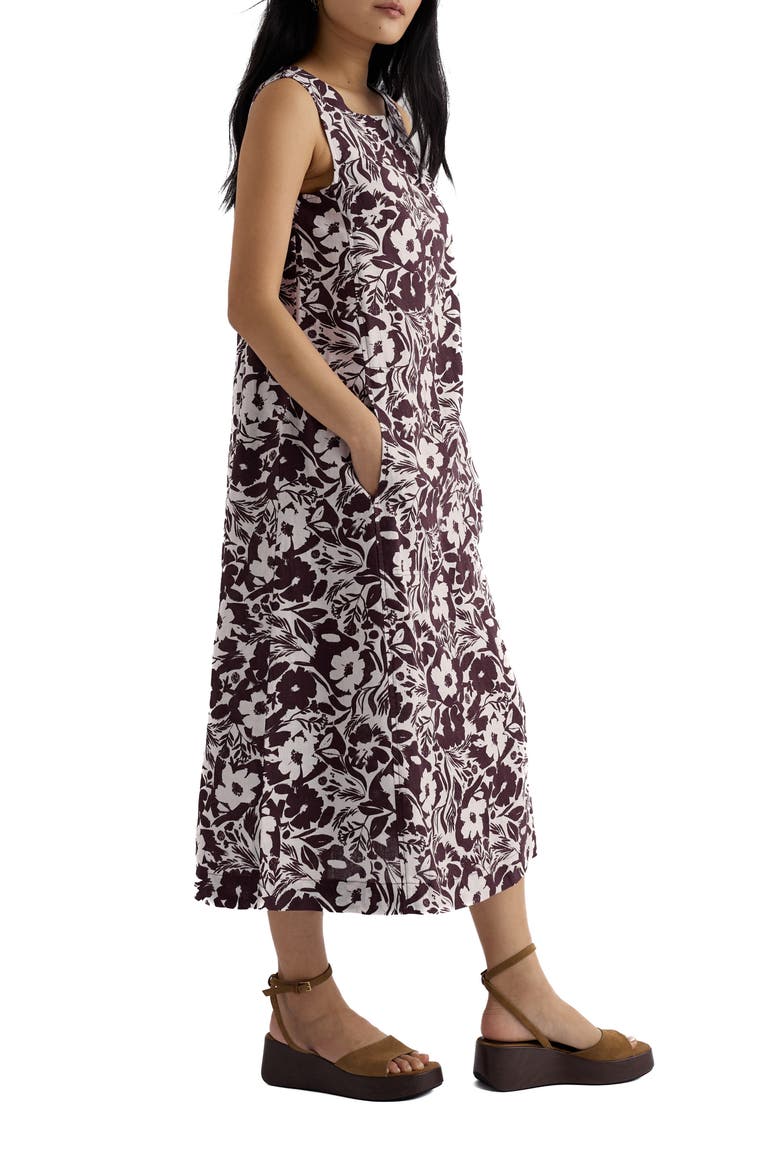 Cresting Waves Sleeveless Linen A-Line Dress, Alternate, color, SUMMER SHADOWS CACAO