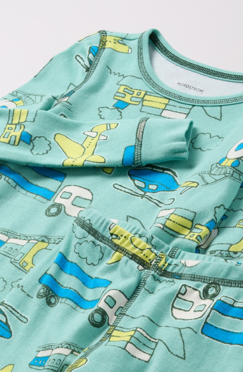 Nordstrom Kids' Glow in the Dark Fitted Two-Piece Pajamas, Alternate, color, Green Passport Travel