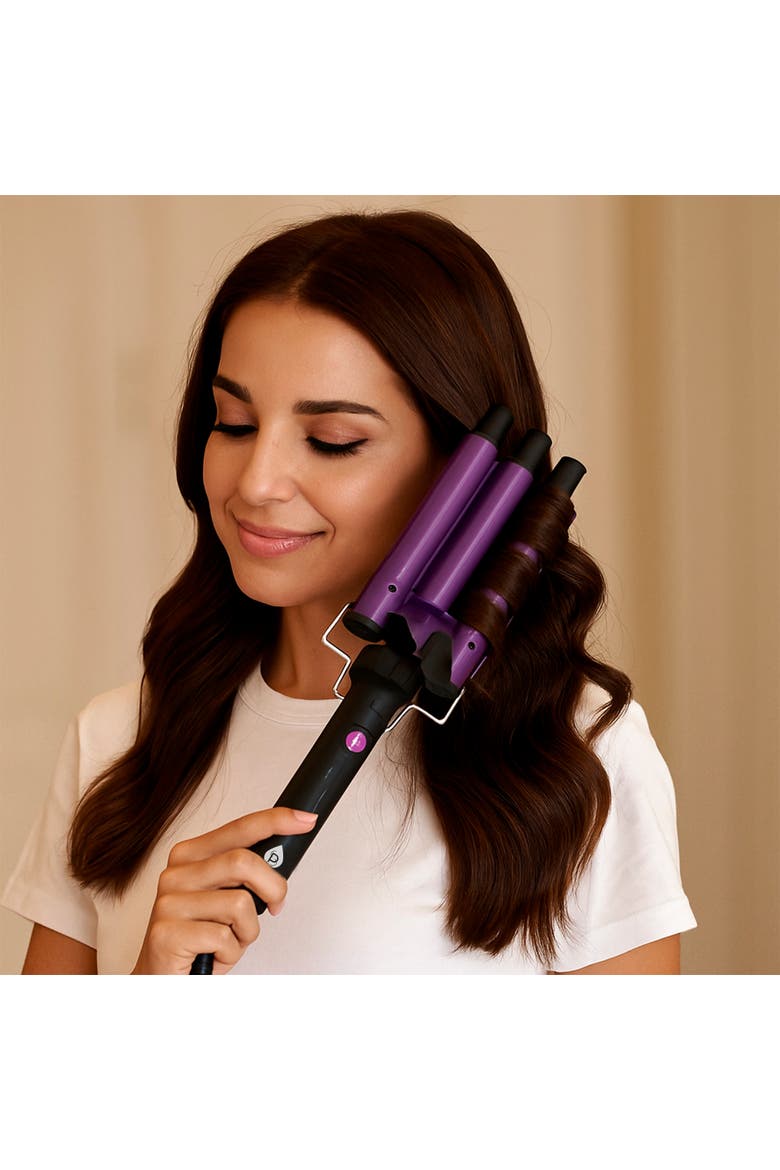 Triple Barrel Hair Curler - Effortless Beach Waves & Curls, Alternate, color, Purple