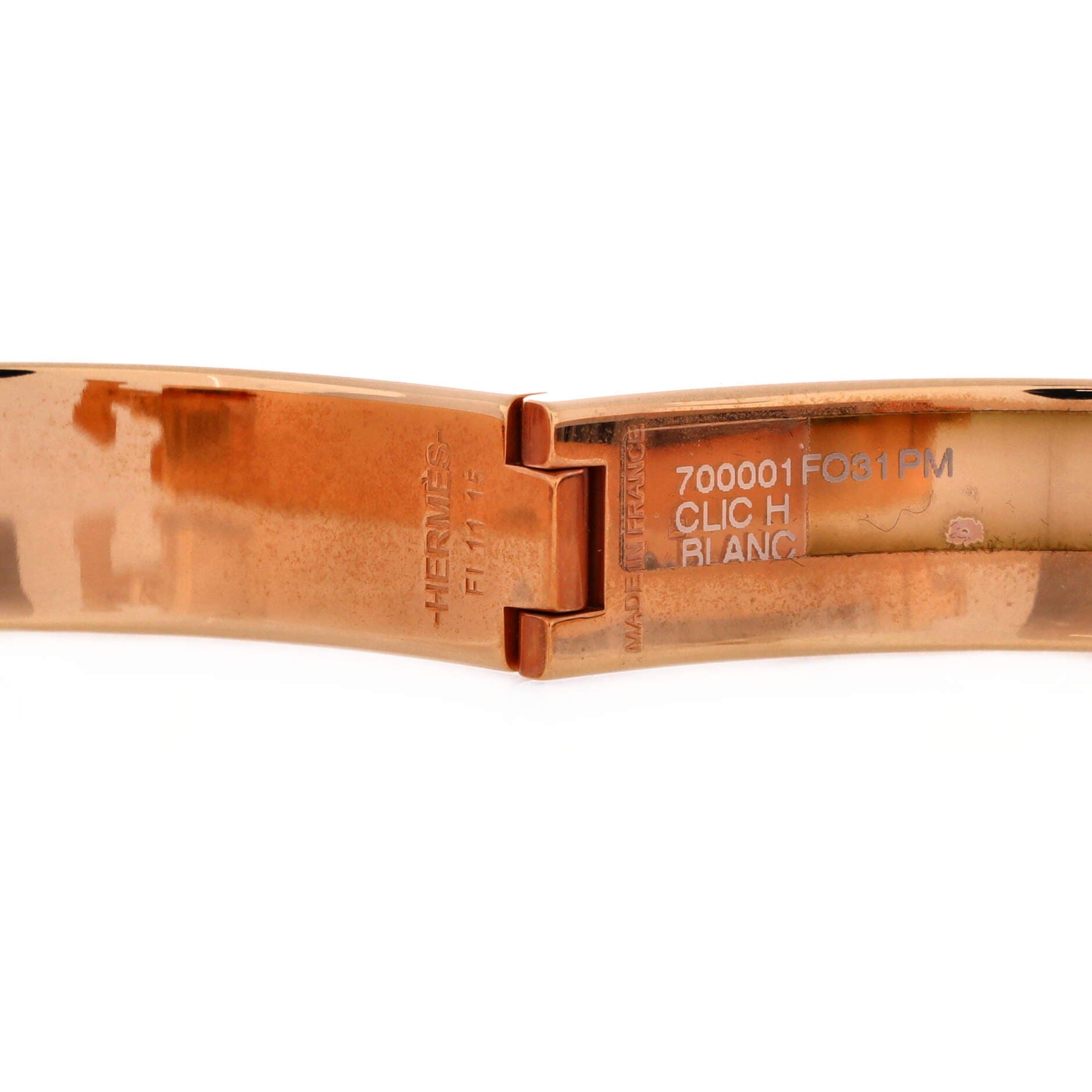 Pre-Owned Hermes Clic H Bracelet Enamel Narrow, Alternate, color, White