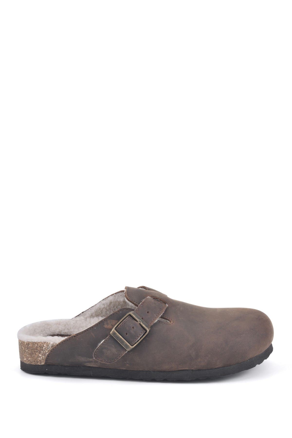 Bari Faux Shearling Footbed Suede Mule, Alternate, color, BROWN/LEATHER W/FUR