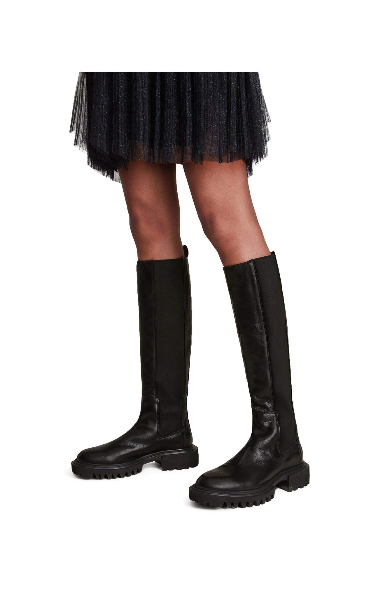 Maeve Knee High Chelsea Boot, Alternate, color, BLACK