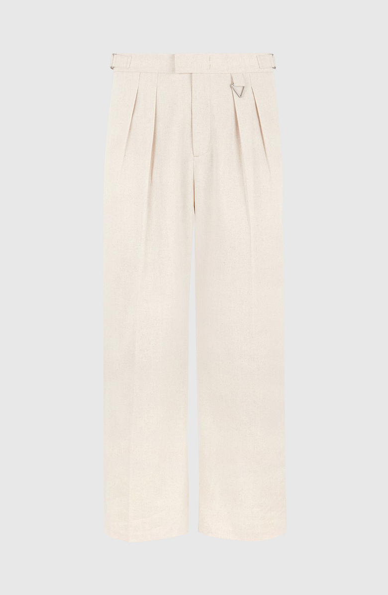 Manière De Voir Pierre Relaxed Fit Linen Pleated Tailored Trousers, Main, color, Natural