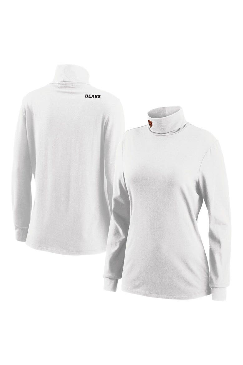 Women's WEAR by Erin Andrews White Chicago Bears Long Sleeve Tri-Blend Turtleneck T-Shirt, Alternate, color, White