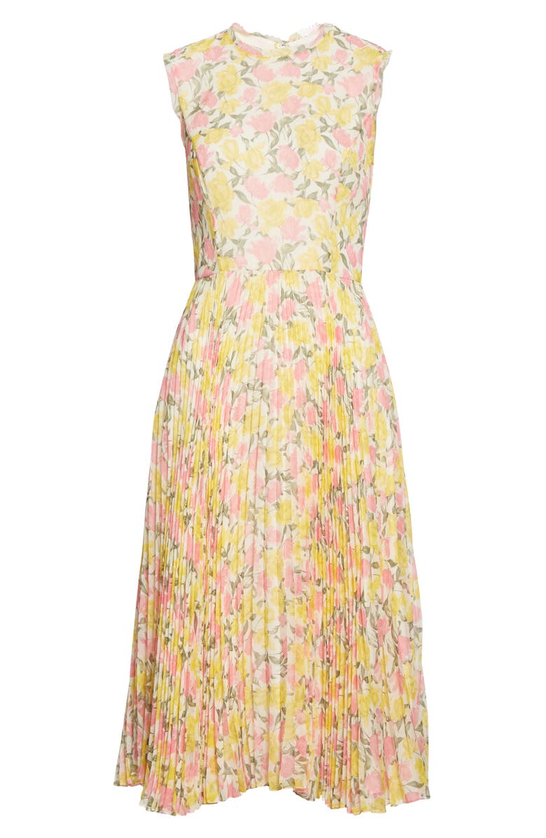 Jason Wu Collection Pleated Floral Chiffon Midi Dress, Alternate, color,