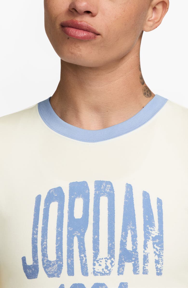 Jordan GFX Slim Fit Crop Graphic Ringer T-Shirt, Alternate, color, Sail