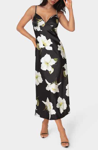 bebe Floral Satin Slipdress