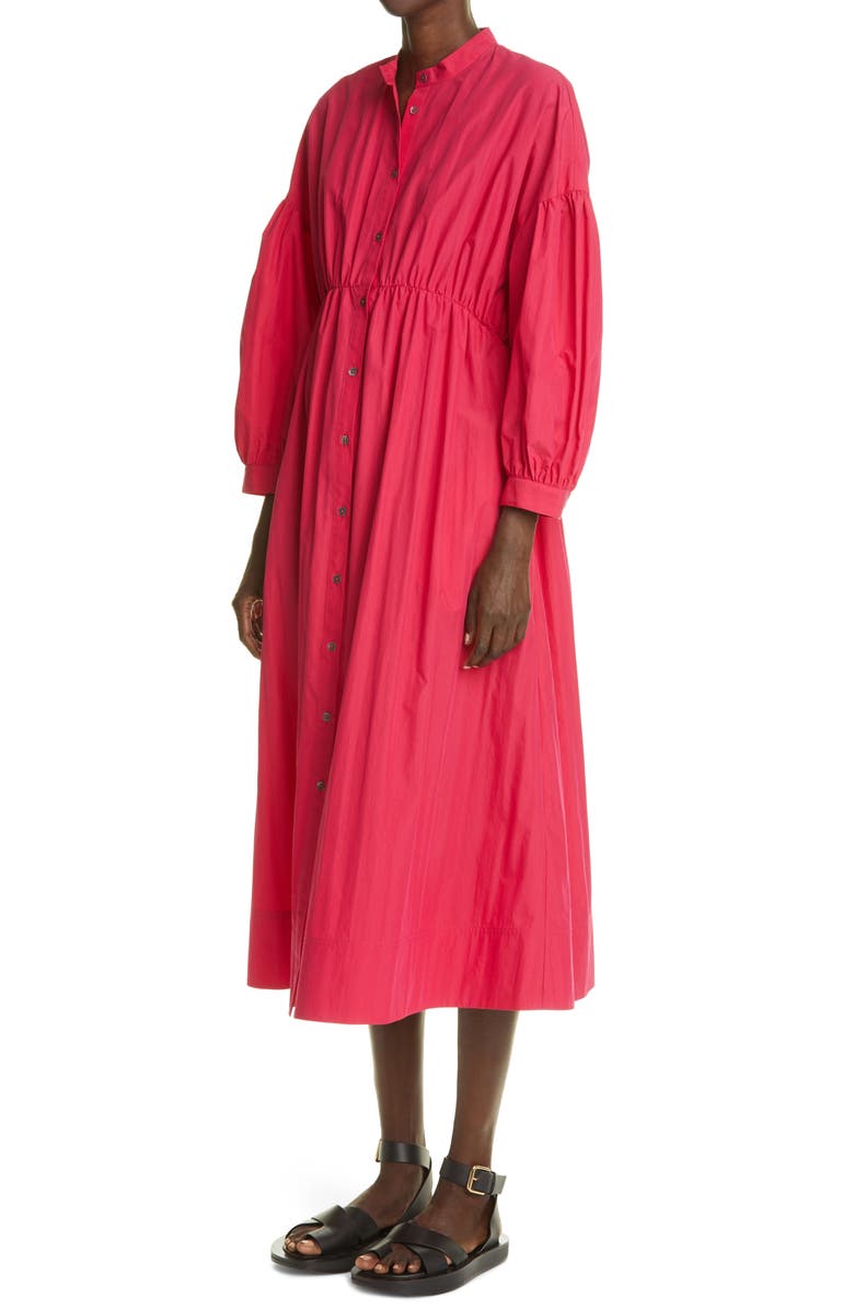 CO Gathered Poplin Midi Dress, Alternate, color, 