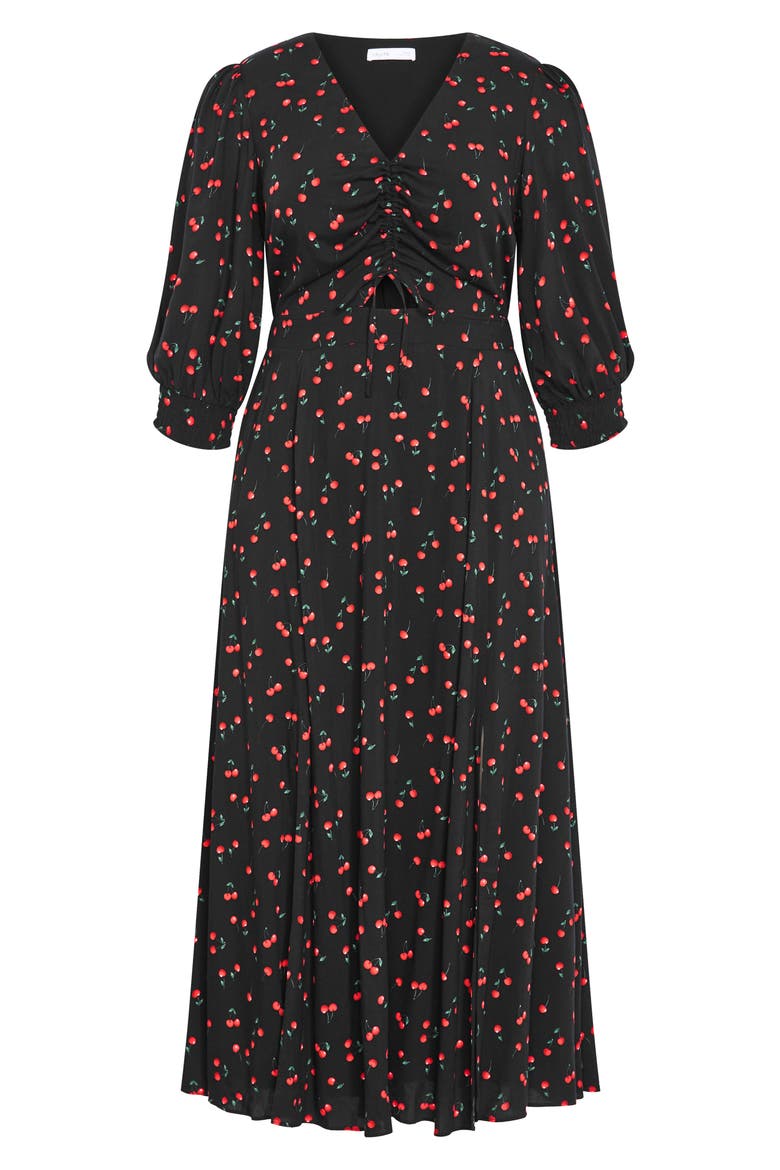 Aliya Cherry Print Maxi Dress, Alternate, color, BLACK CHERRY