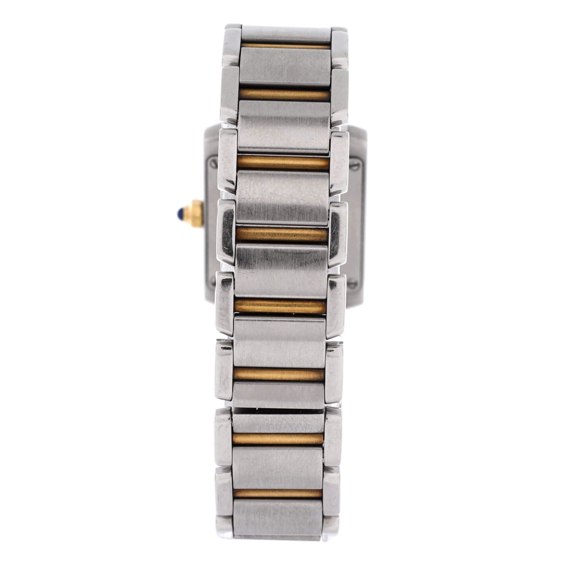 Tank Francaise Quartz Watch Stainless Steel and Yellow Gold 20, Alternate, color, Metallic Silver