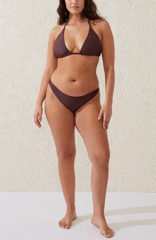 Cotton On Body Refined High Side Brazilian Bikini Bottom In Willow Brown Shimmer