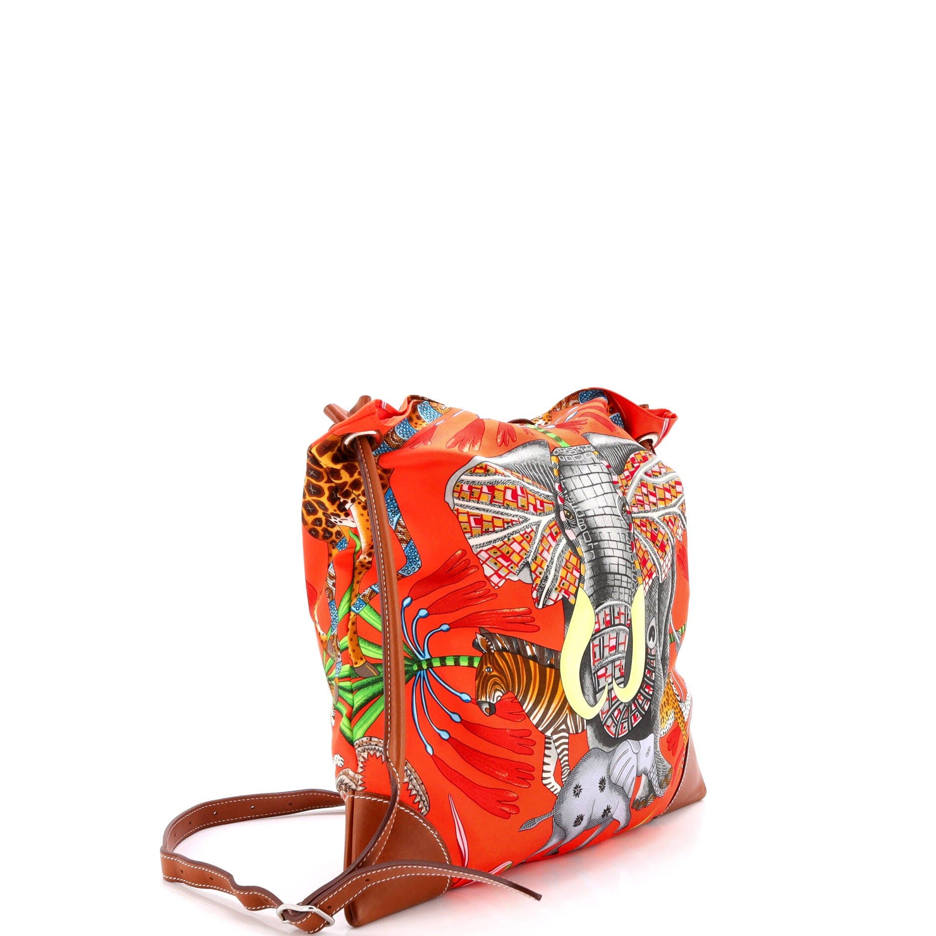 Pre-Owned Hermes Silky City Bag Printed Silk and Leather PM, Alternate, color, 