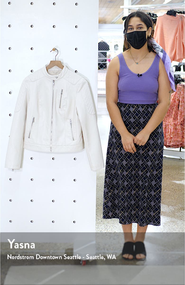 Zip Front Water Repellent Faux Leather Moto Jacket, sales video thumbnail