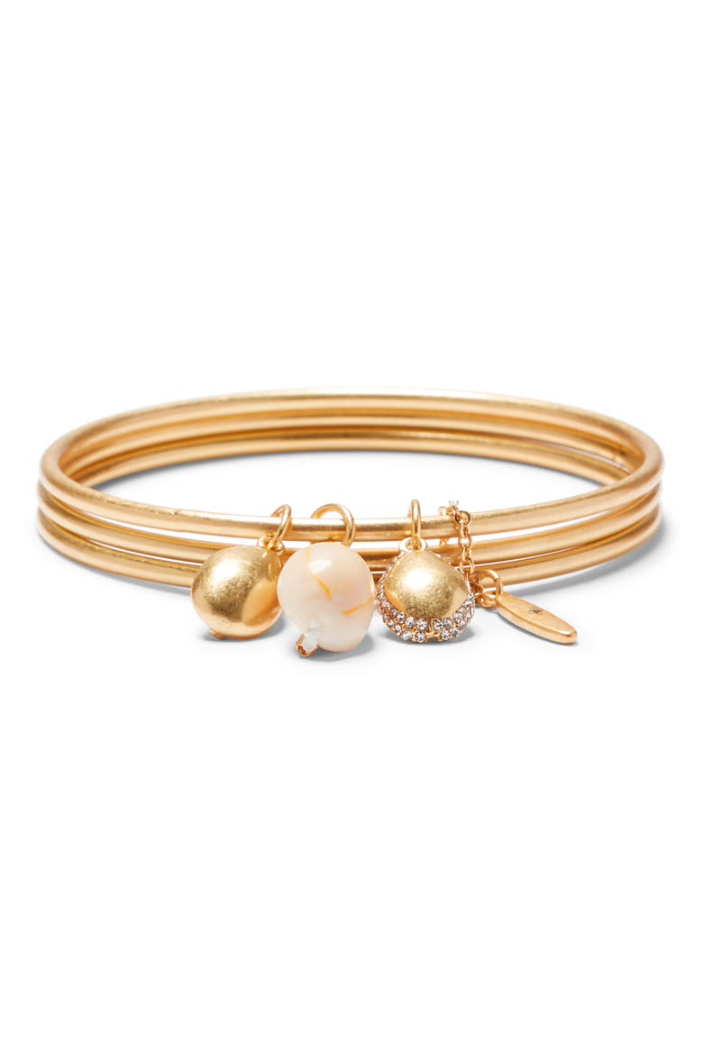 Charm Triple Layer Bangle Bracelet, Main, color, GOLD/ IVORY
