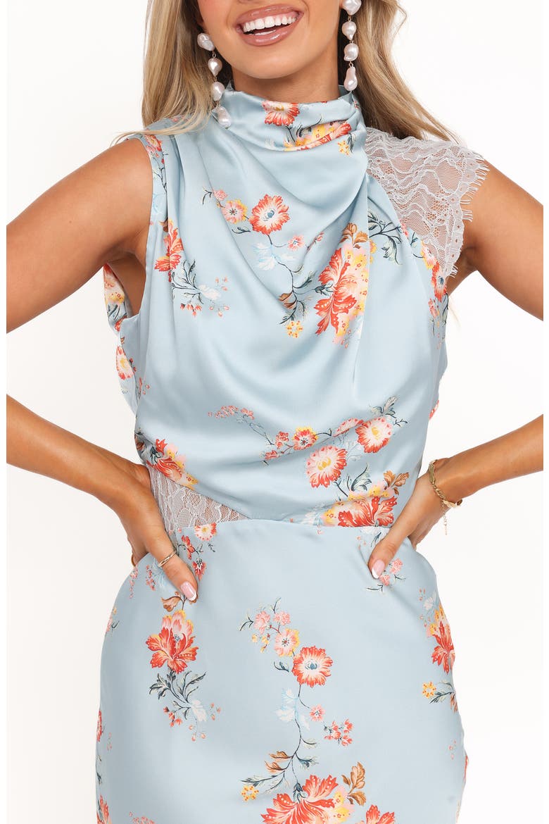 AnaBelle Floral Lace Mock Neck Maxi Dress, Alternate, color, BLUE FLORAL