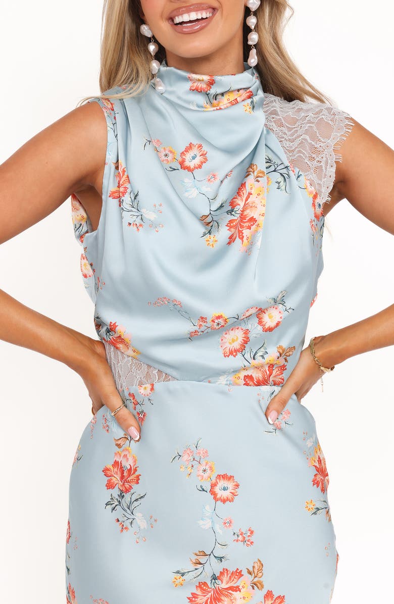 Petal & Pup AnaBelle Floral Lace Mock Neck Maxi Dress, Alternate, color, Blue Floral