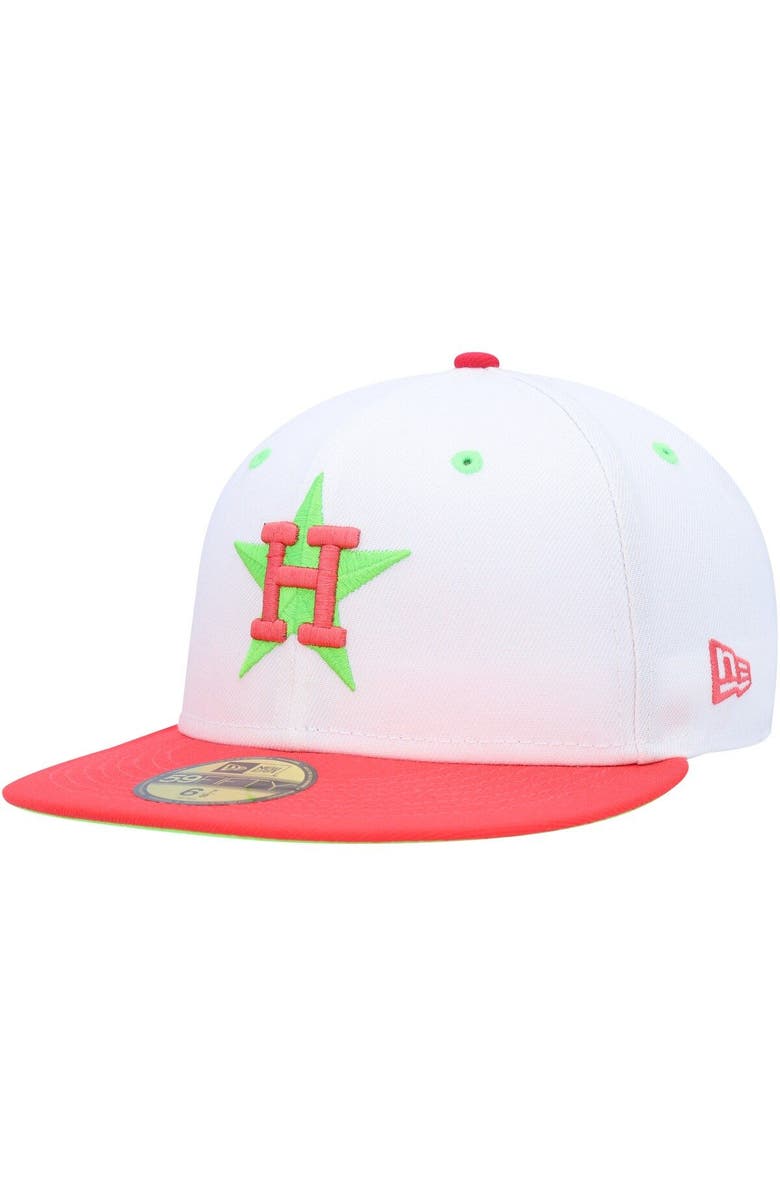 New Era Men's New Era White/Coral Houston Astros Astrodome 1986  Strawberry Lolli 59FIFTY Fitted Hat, Alternate, color, 