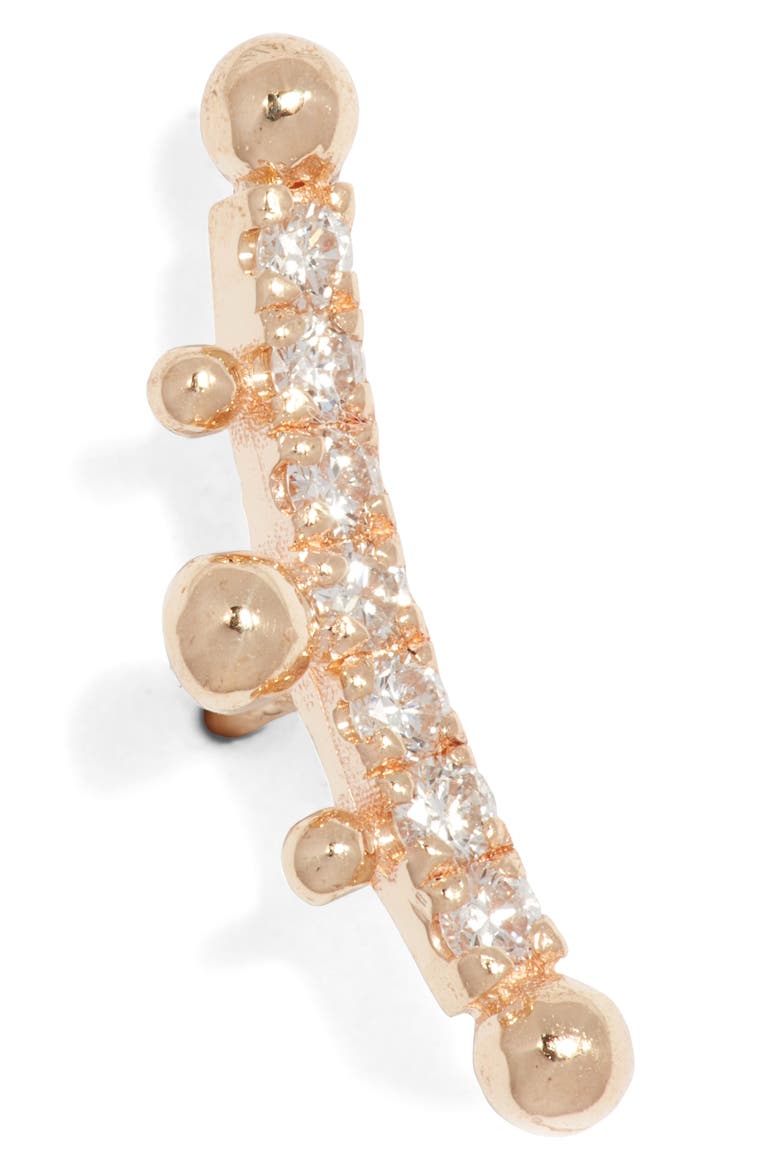 Dew Drop Marine Single Diamond Ear Crawler, Alternate, color, GOLD/ DIAMOND/ LEFT
