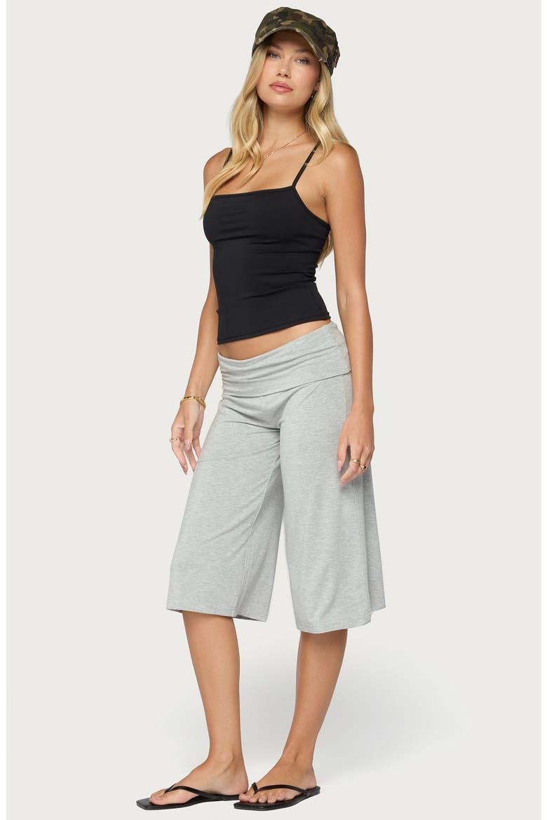 Shirly Wide Leg Foldover Capri Pants, Alternate, color, GRAY-MELANGE