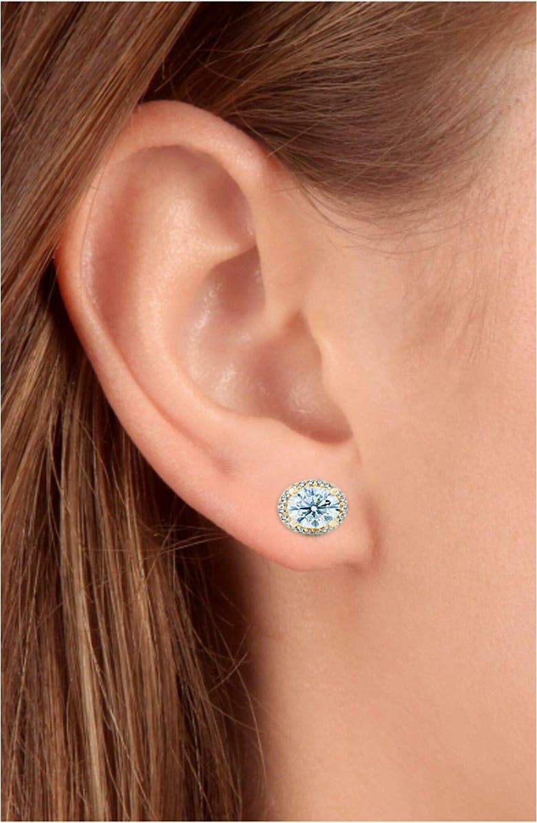 Bliss Diamond 2 1/5 Ct Diamond Halo Screw Back Studs 10k Gold Lab Grown, Alternate, color, 