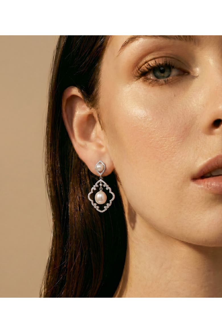 White Freshwater Pearl Elite Earrings, Alternate, color, Sterling Silver