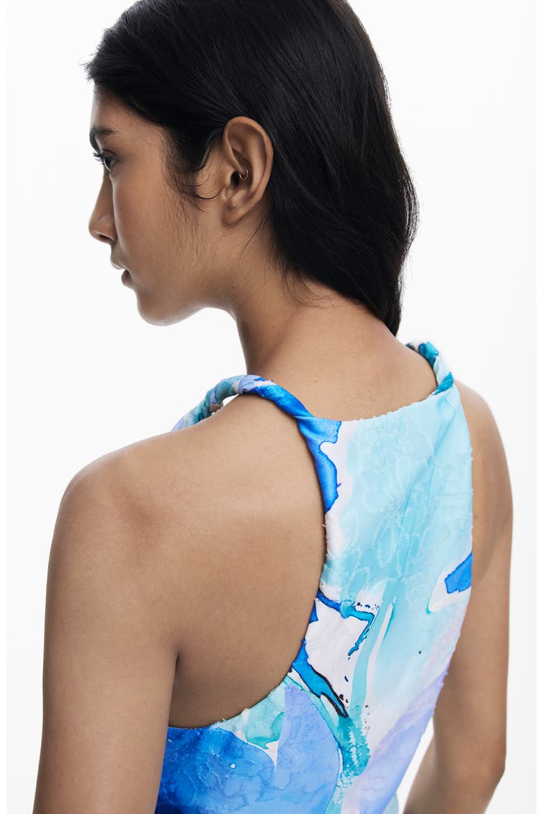 Sleeveless Abstract Print Top, Alternate, color, BLUE
